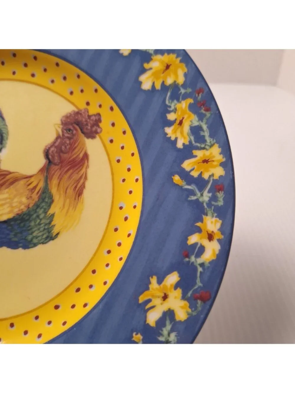 (3) FITZ & FLOYD CLASSIC CHOICES COQ DU VILLAGE ROOSTER PORTRAIT PLATES VINTAGE